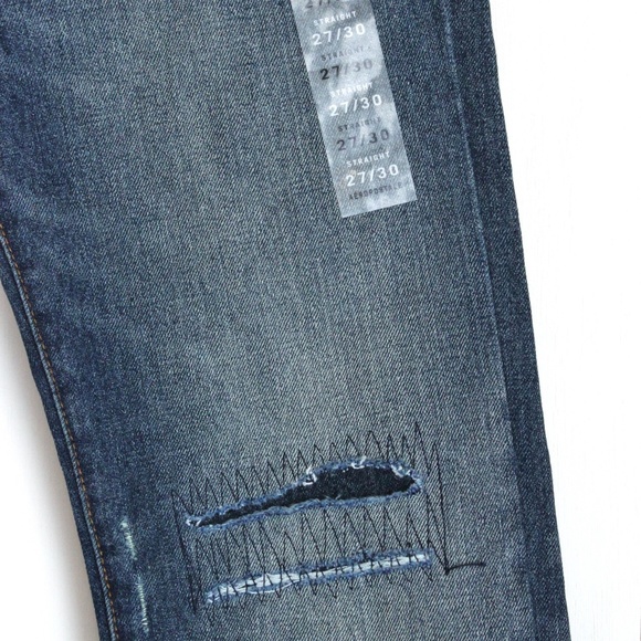 Aeropostale Jeans Sz 4 NWT Straight Distressed Patched Boho Whiskers Distroyed - Picture 7 of 8